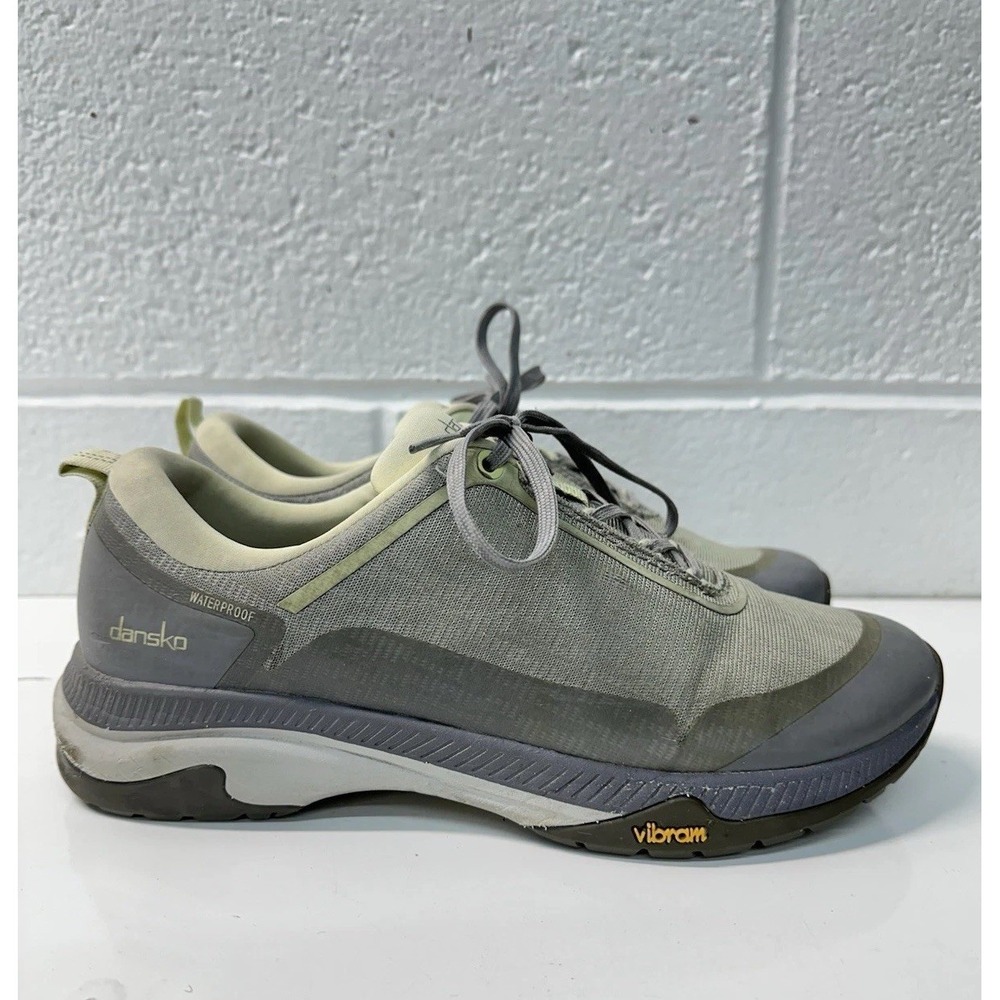 Dansko Waterproof Gray and Olive Green Lace-Up Clog Sneakers